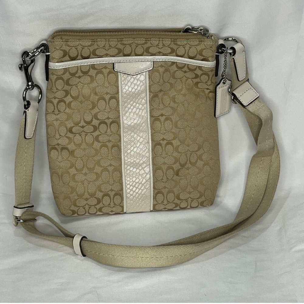 COA! Coach Signature Jacquard Swingpack with Snake Embossed Leather Trim